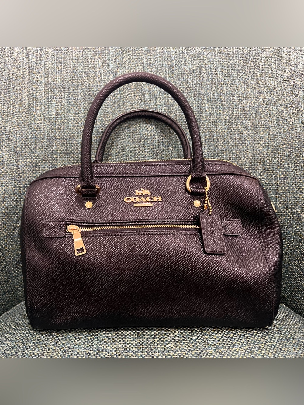 COACH Rowan Black Satchel Handbag #F79946